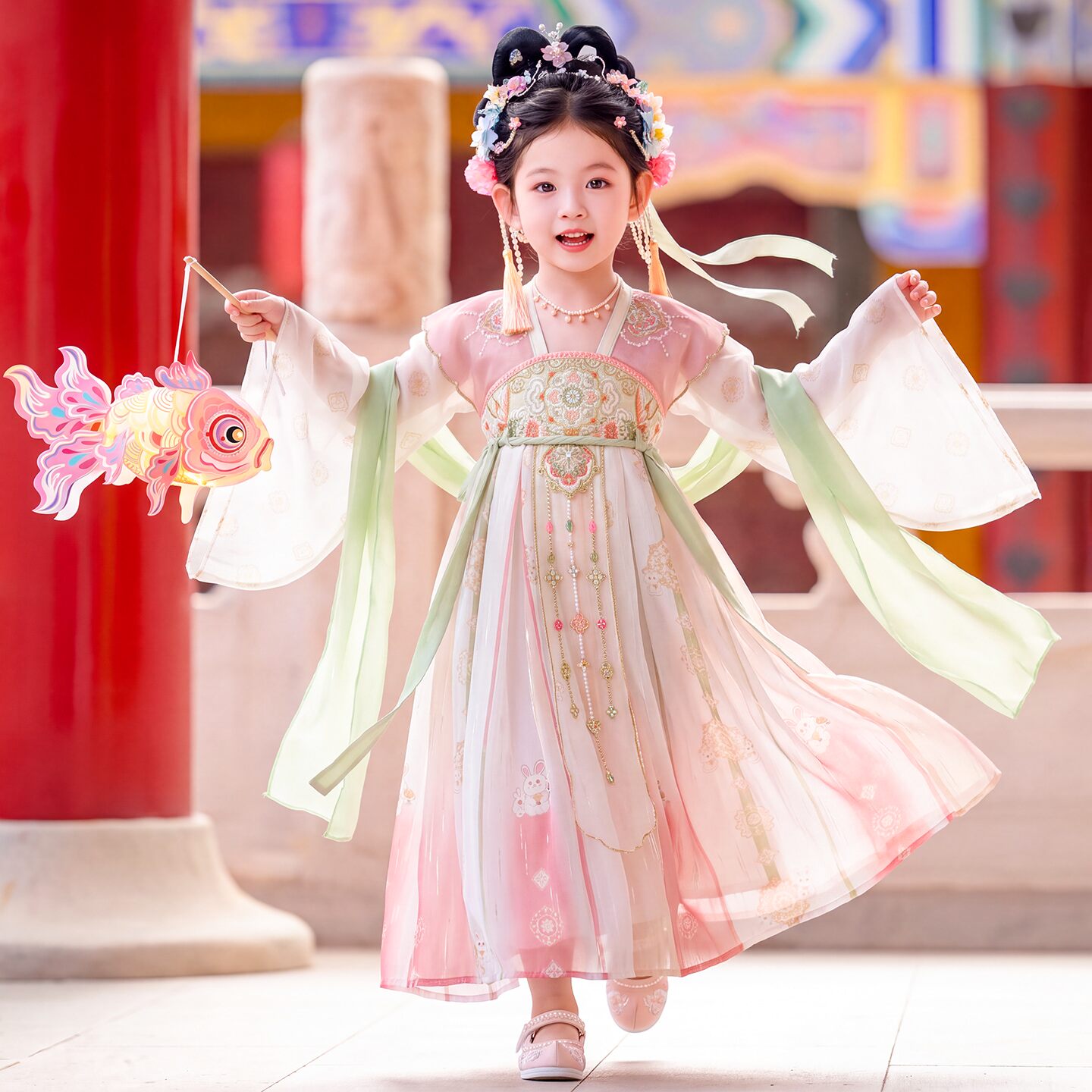 女童汉服中秋节2026新款儿童古风超仙国风连衣裙女孩古装表演服装