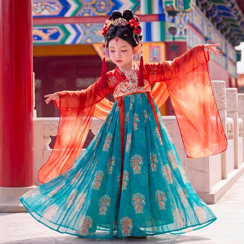 汉服女童古风2026新款儿童唐装超仙国风公主连衣裙女孩中秋节古装