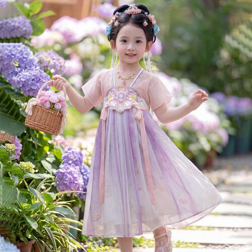 汉服女童2026新款夏季儿童古风公主连衣裙小女孩薄款国风表演襦裙
