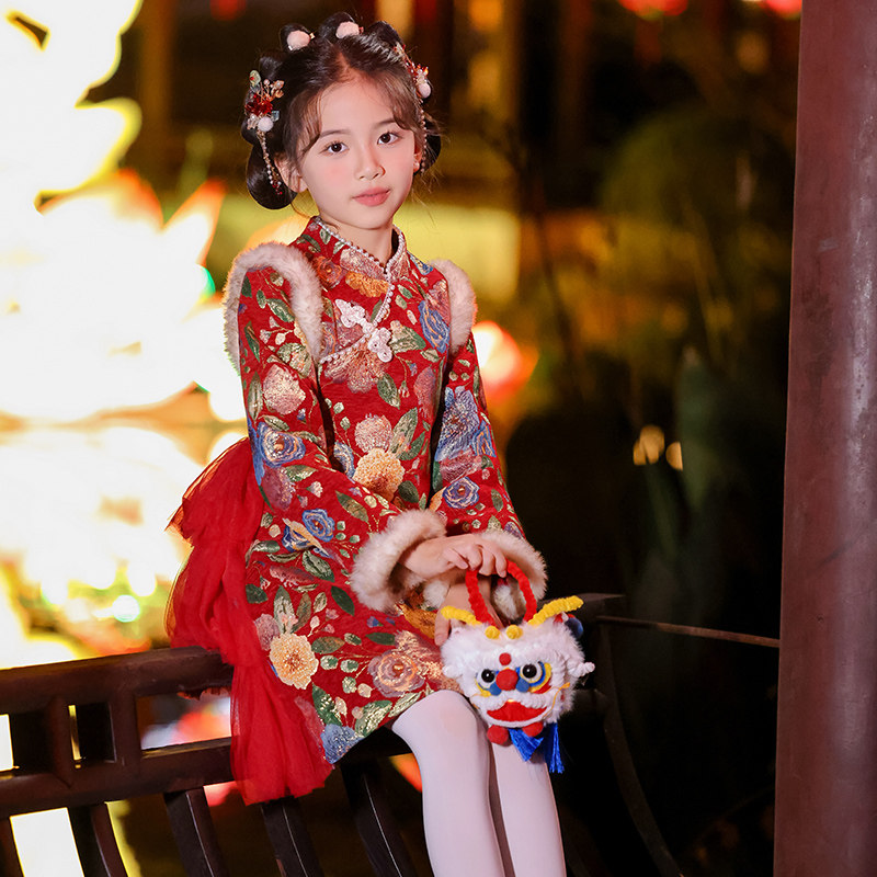 汉服女童拜年服2026新款儿童过年服冬装旗袍秋冬季中国风新年衣服