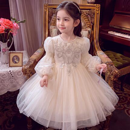 公主裙女童2026新款秋装花童裙子儿童洋气小女孩生日礼服蓬蓬纱裙