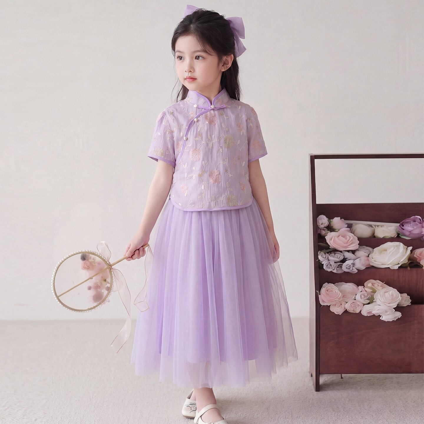 女童新中式套装夏季2026新款儿童汉服古风女孩旗袍日常可穿两件套
