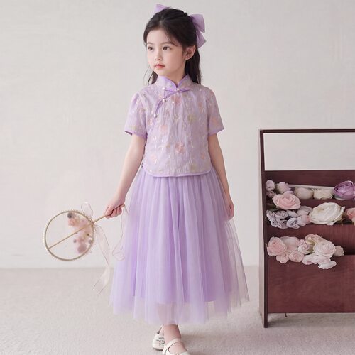 女童新中式套装夏季2026新款儿童汉服古风女孩旗袍日常可穿两件套