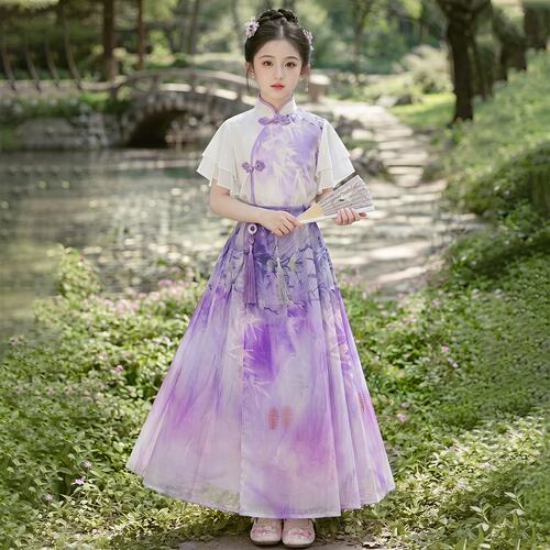 汉服女童夏季2026新款儿童马面裙套装新中式古风小女孩中国风唐装