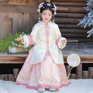 汉服女童冬装2026新款儿童古风加绒加厚拜年服女孩中国风加绒冬裙