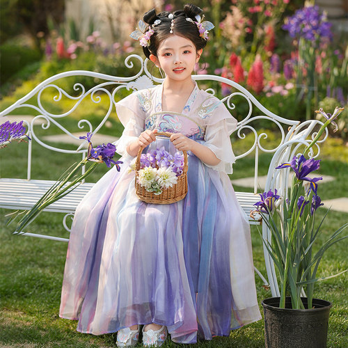 女童汉服古装裙子中国风2026新款夏季女孩古风唐装儿童超仙连衣裙