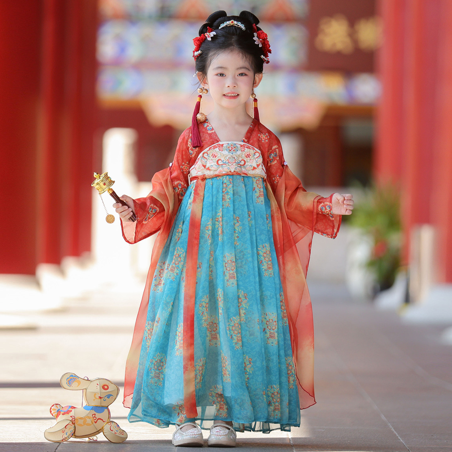 汉服女童2026新款秋季儿童仙气国风公主连衣裙女孩中秋表演古风裙