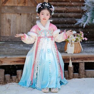 女童汉服冬装2026新款儿童冬季古风加绒连衣裙女孩中国风古装裙子