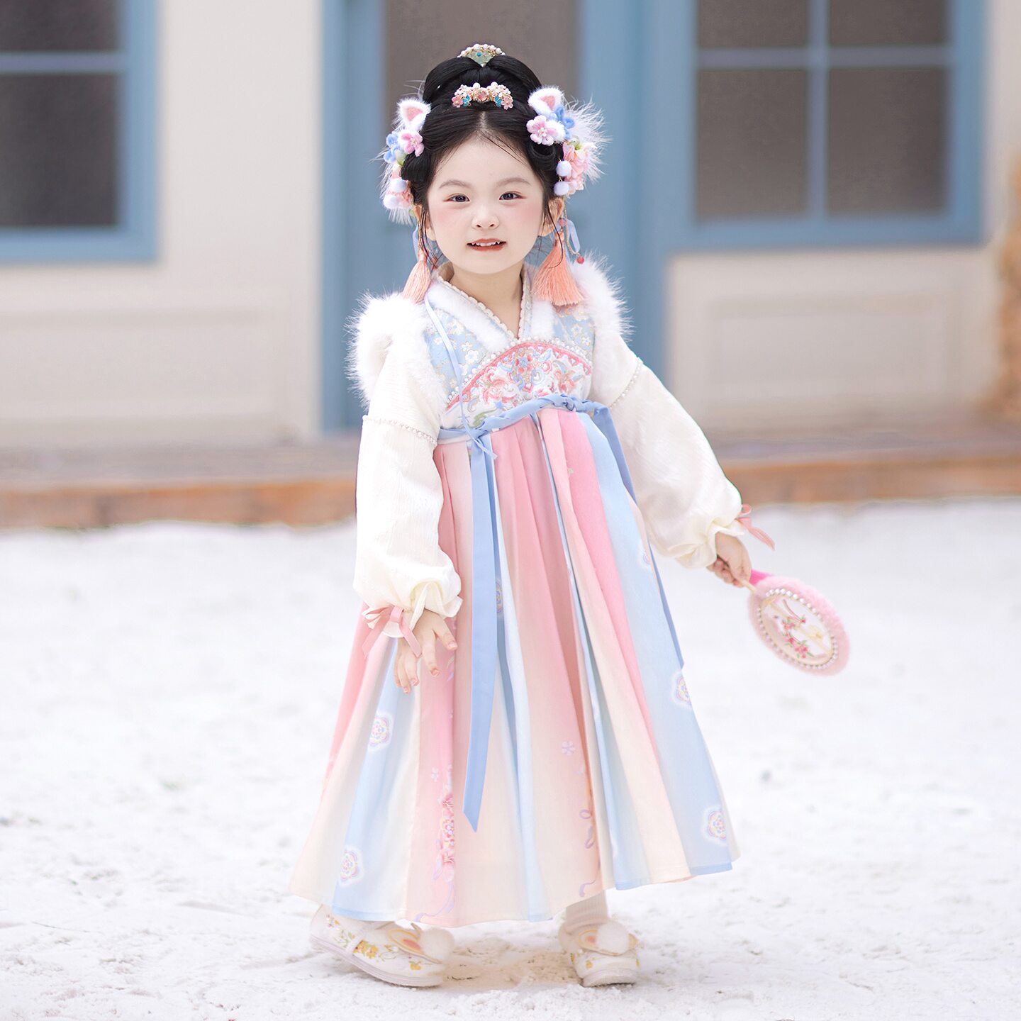 汉服女童冬季2026新款儿童古风仙气加绒公主连衣裙女宝宝古装襦裙