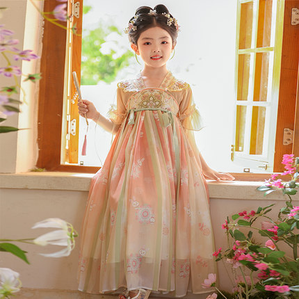 汉服女童夏季2025新款古风连衣裙超仙女孩中国风唐装儿童古装裙子