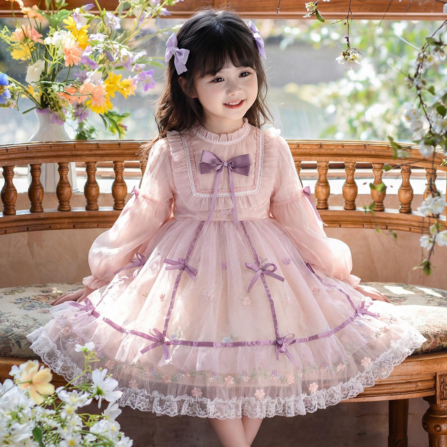 洛丽塔女童公主裙春装2026新款女孩生日裙春季儿童蓬蓬网纱连衣裙