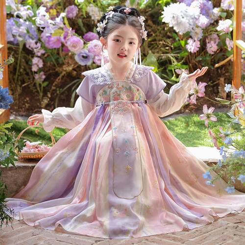 汉服女童秋季2026新款儿童中国风唐装古风超仙中秋女孩古装连衣裙