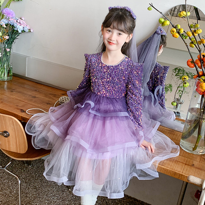 女童公主裙秋季2025新款儿童洋气秋装连衣裙女孩生日礼服秋冬裙子