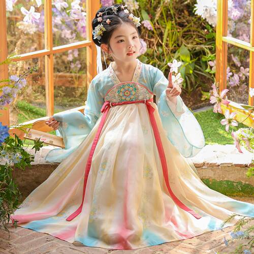 汉服女童春装儿童古装2026新款女孩中国风唐装超仙古风公主连衣裙