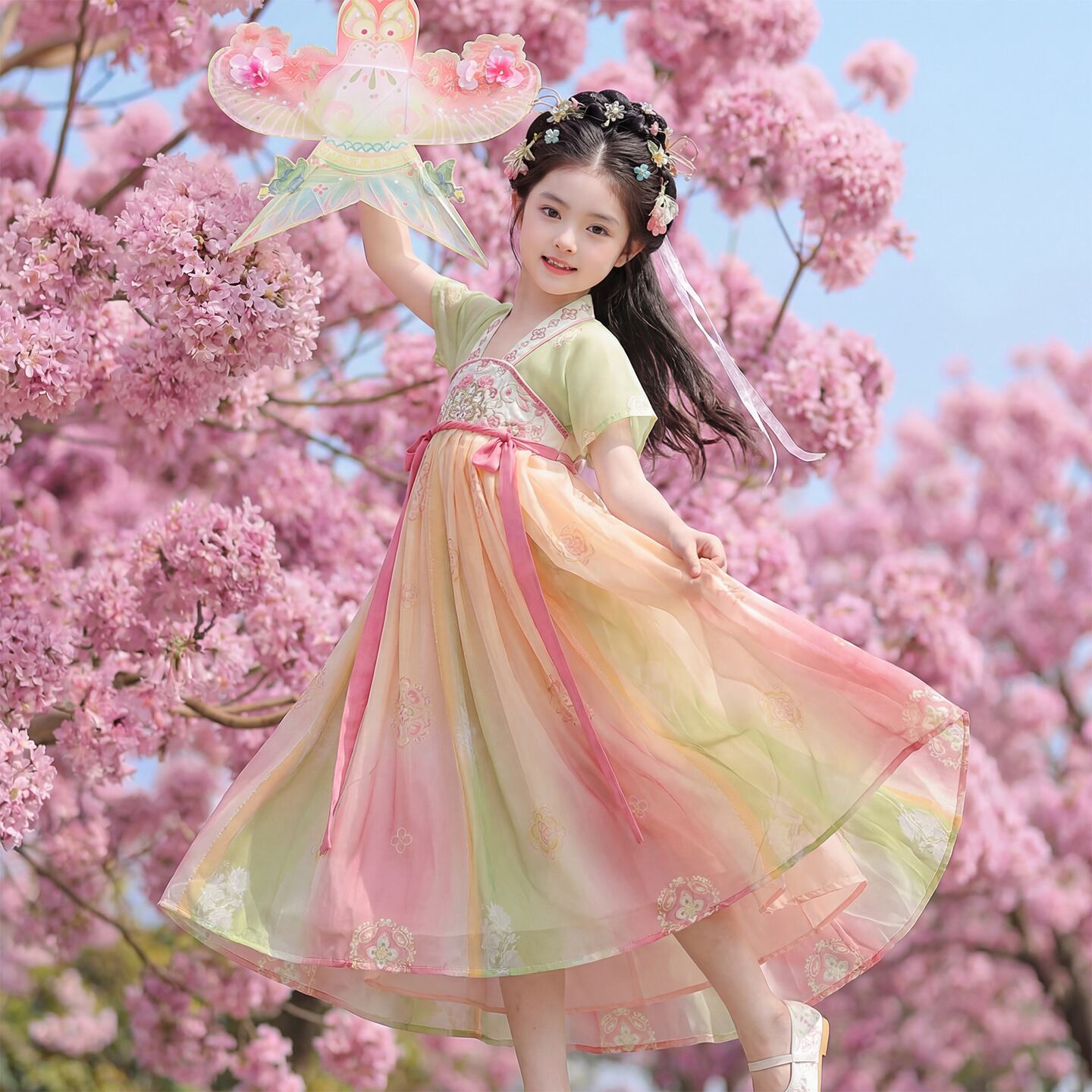 汉服女童2026新款夏季薄款连衣裙女孩唐装古风公主中国风儿童裙子图片