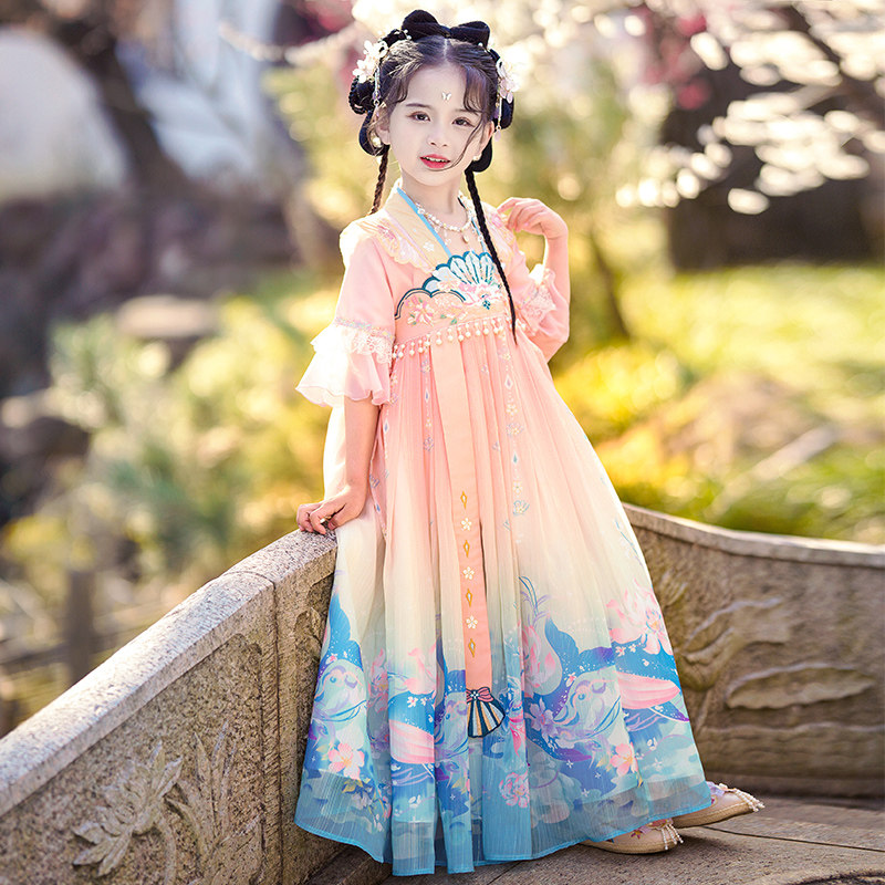 汉服女童夏季裙子2023新款古装中国风超仙连衣裙儿童古风唐装夏款属于什么档次？