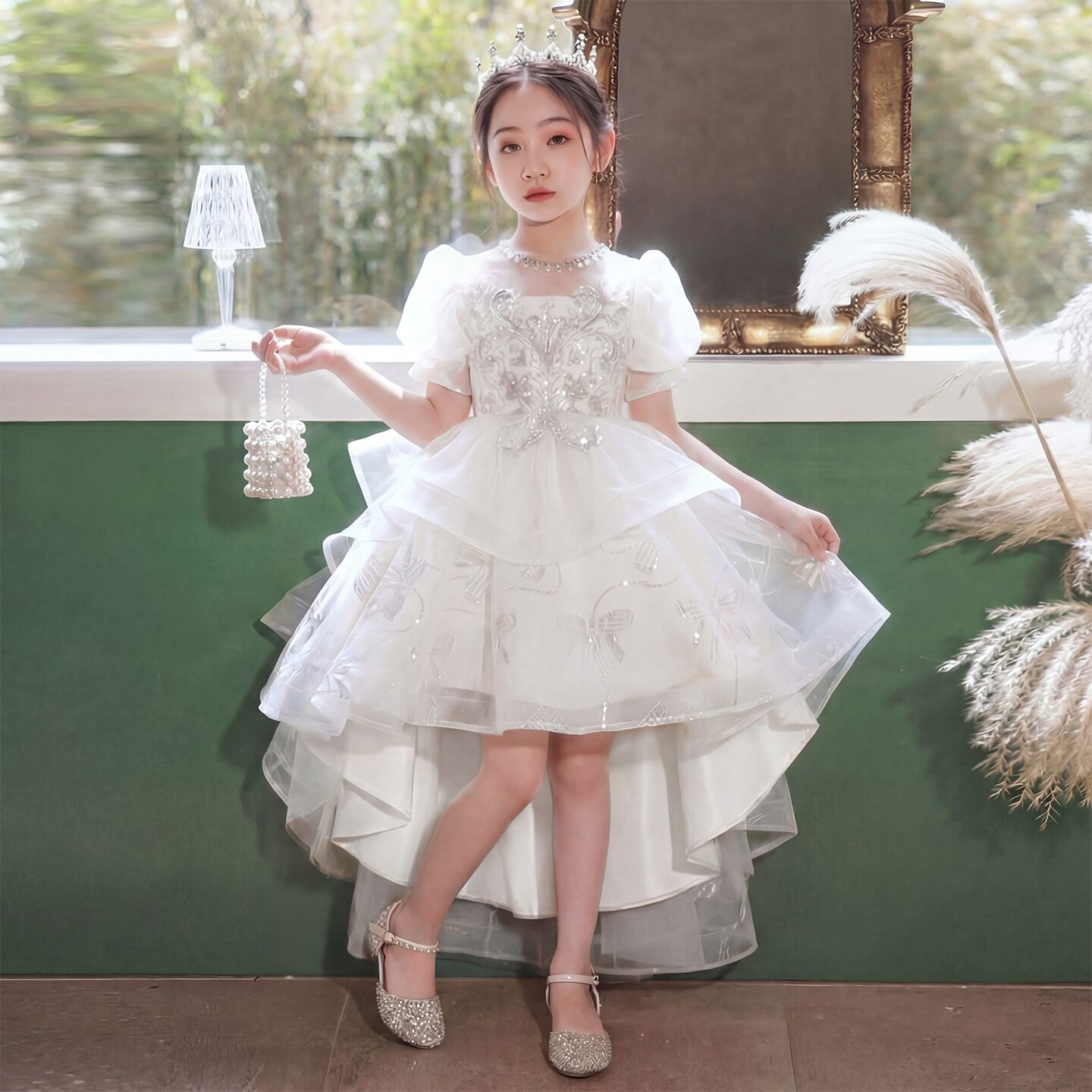 公主裙女童高端礼服花童婚礼小女孩生日儿童主持人钢琴演奏演出服