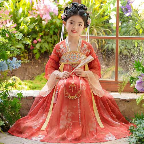 汉服女童春季2026新款超仙古风连衣裙女孩中国风唐装儿童古装裙子