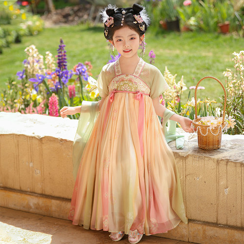 汉服女童夏季儿童古装裙子2026新款中国风唐装古风女孩公主连衣裙