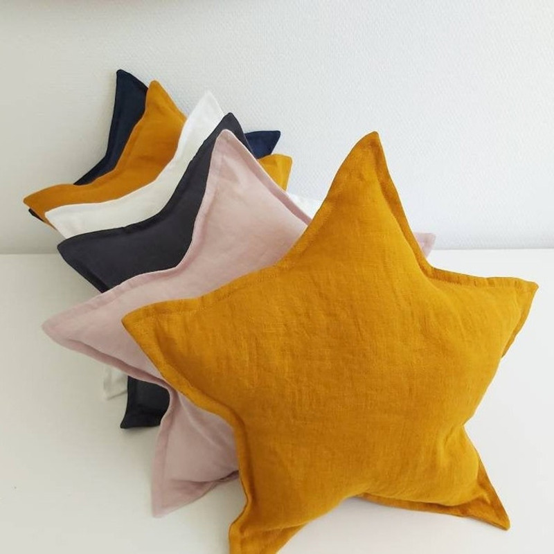 亚麻物语 亚麻布艺星星饰物 枕头靠枕可爱车用护颈 童趣好物