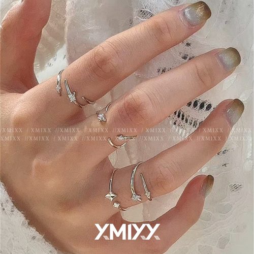 S925银流星交叉开口戒指女冷淡风