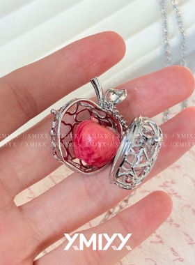 平安夜圣诞节镂空爱心苹果毛衣链项链个性小众设计感韩系ins甜酷