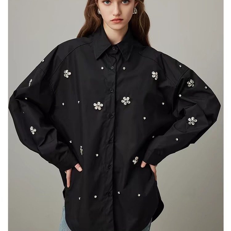 纯棉显瘦宽松中长款衬衣