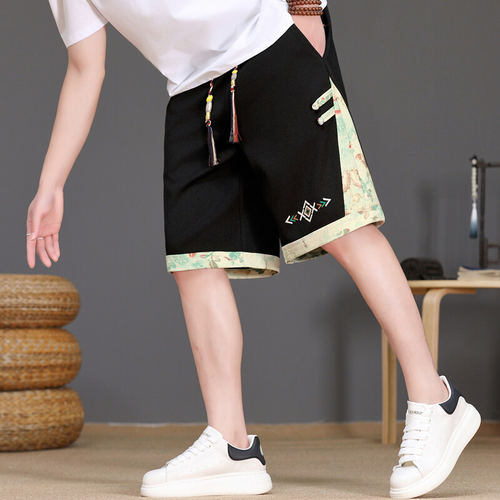 新中式复古五分裤子男夏季外穿休闲短裤2025年夏季新款宽松运动裤