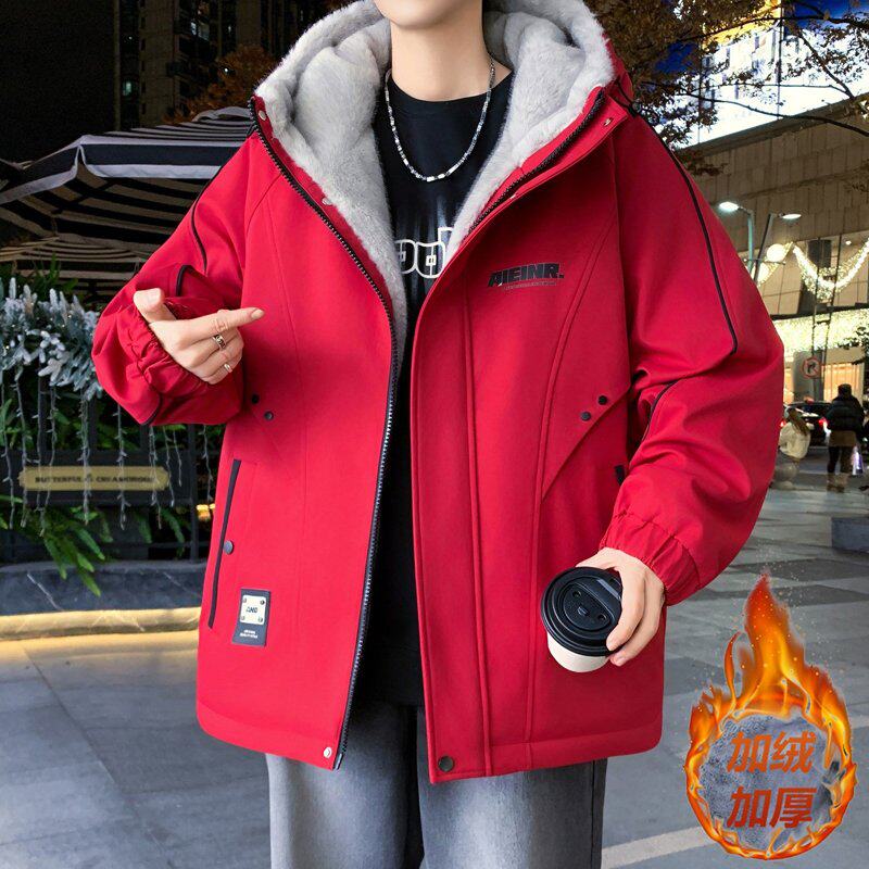 防寒加绒棉衣男冬季加厚外套初高中学生防水冲锋衣青少年冬装棉服