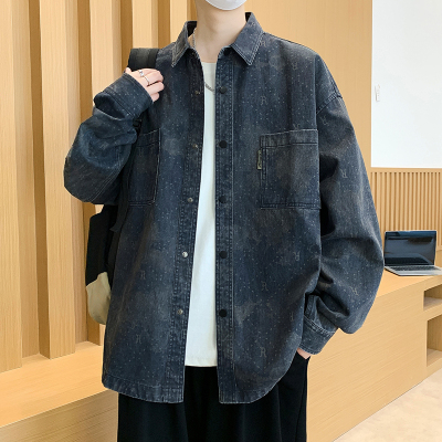 纯棉长袖衬衫男士2025春秋季新款高级感痞帅牛仔衬衣男款休闲外套