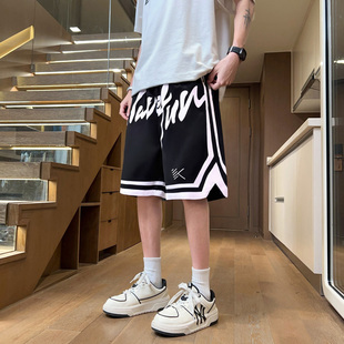 运动短裤男青少年夏季薄款速干冰丝沙滩裤帅气初高中学生五分裤子