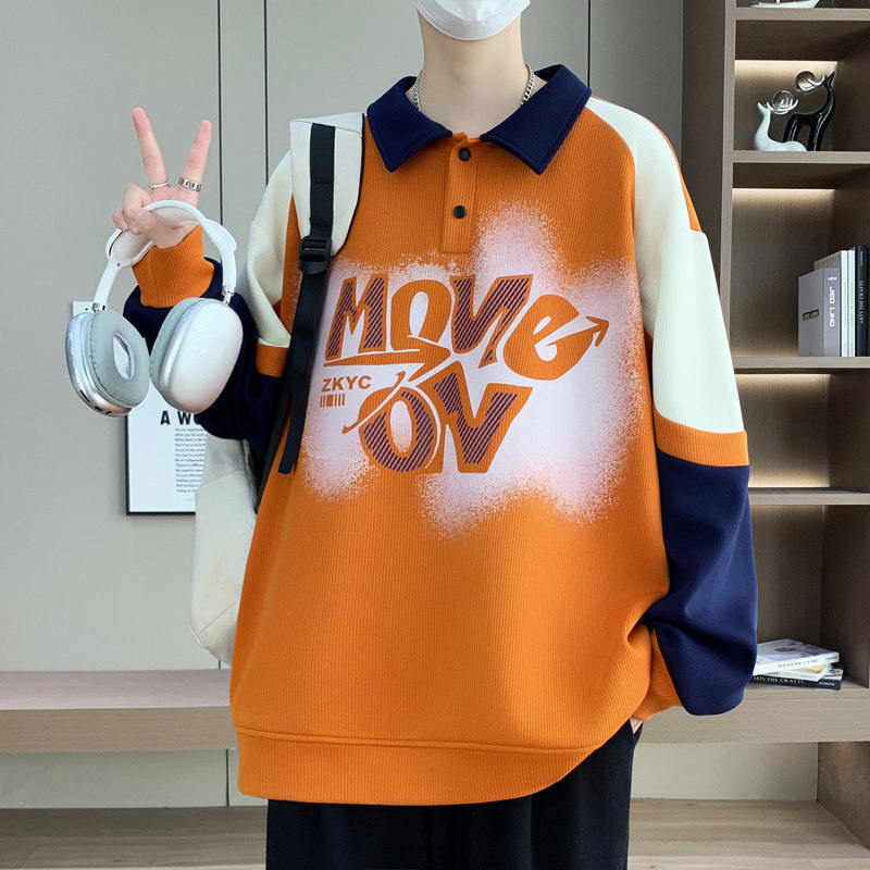 青少年带领卫衣男孩大童春秋季帅气初高中学生宽松撞色长袖POLO衫,男装,卫衣,淘宝优惠券,粉丝福利购,淘宝优惠卷