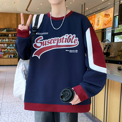 美式高街青少年卫衣男秋季2025新款今年流行爆款初中学生长袖t恤