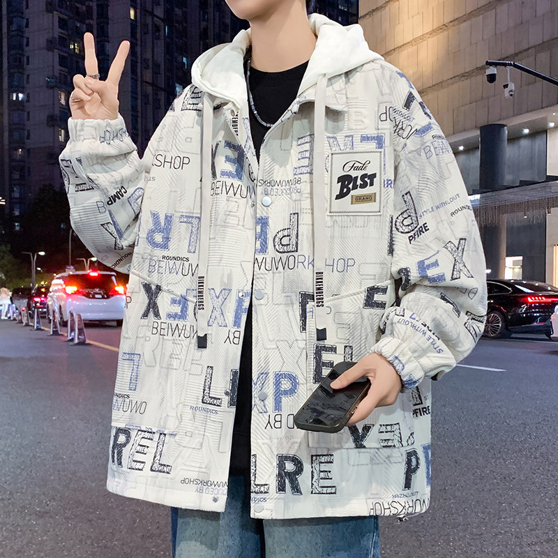 可脱卸帽青少年外套春秋季初高中学生宽松夹克男孩大童潮流上衣服