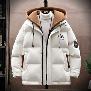 初高中学生男孩羽绒服2025冬季新款时尚潮流假两件青少年大童外套