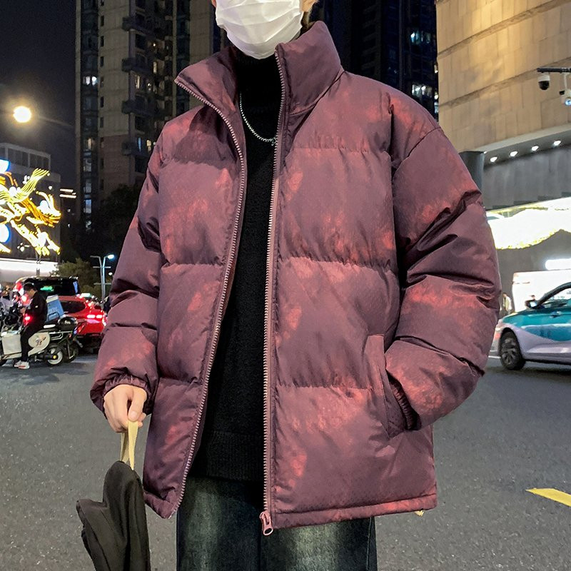 扎染羽绒棉服男士冬季高级感痞帅立领棉衣外套男装冬装加厚棉袄