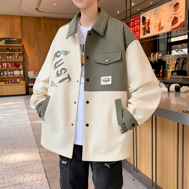 初高中学生外套男春秋季帅气青少年宽松休闲上衣男大童衬衫式夹克