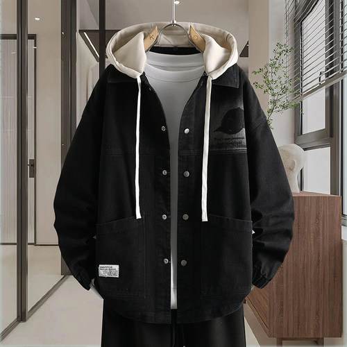 高中初中学生牛仔衣夹克男春秋季宽松休闲褂子青少年大童男装外套