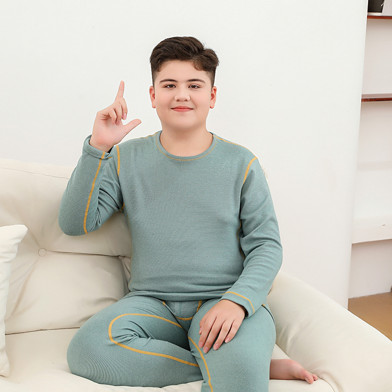 暖阳绒胖男童秋衣秋裤青少年男孩保暖内衣套装初中学生大童打底衫