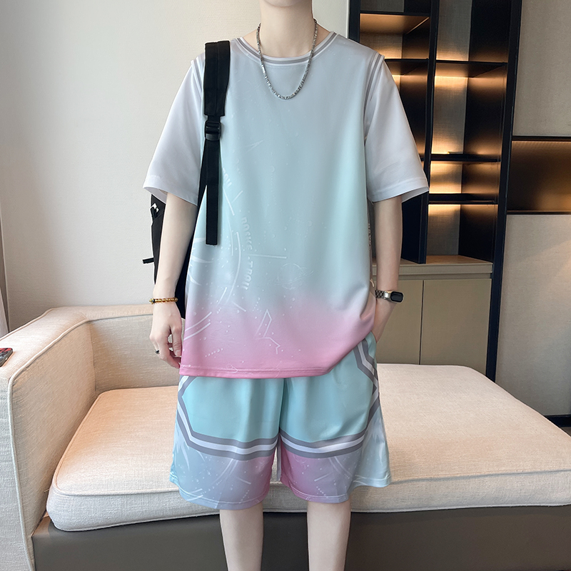 青少年篮球服套装男大童夏季薄款冰丝短袖t恤初高中学生运动短裤