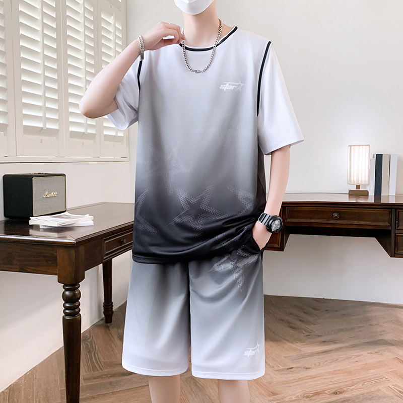 初高中学生篮球服夏季青少年冰丝速干运动套装男大童薄款短袖短裤