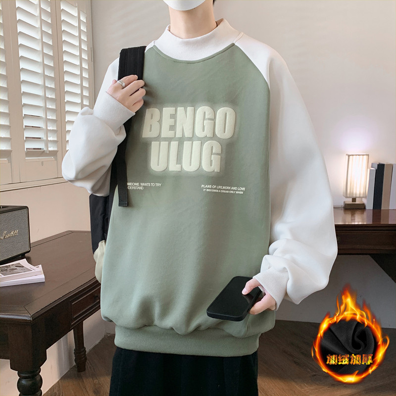 青少年字母卫衣男孩大童潮流宽松上衣服春秋季初高中学生套头外套