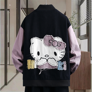 卡通日系牛仔外套男孩青少年春季宽松棒球服初中高中学生大童夹克