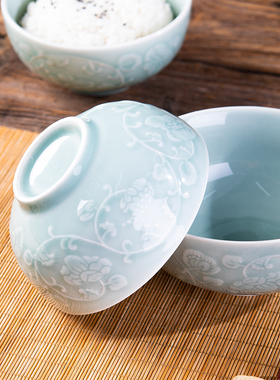 饭碗5英寸青瓷饭碗厚款家用可微波炉洗碗机耐高温陶瓷陶瓷米饭碗