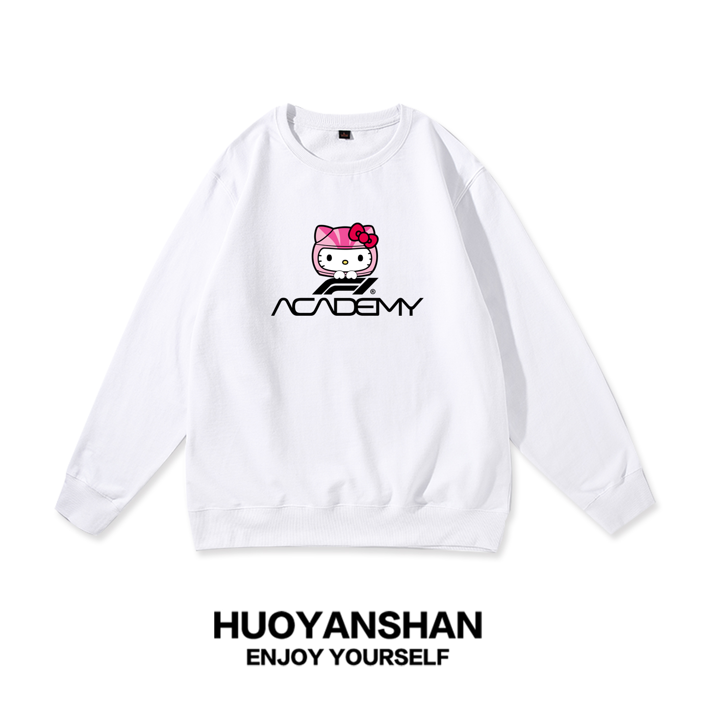 F1车手学园圆领卫衣男女联名hello kitty凯蒂猫赛车周边长袖上衣