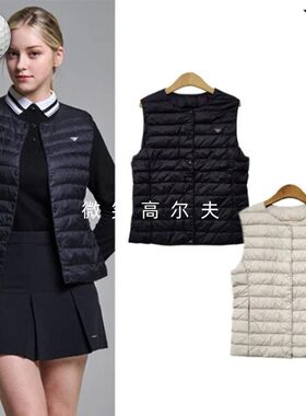 特价2025冬新款韩国代购圆领轻薄高尔夫球服女士保暖羽绒马甲背心