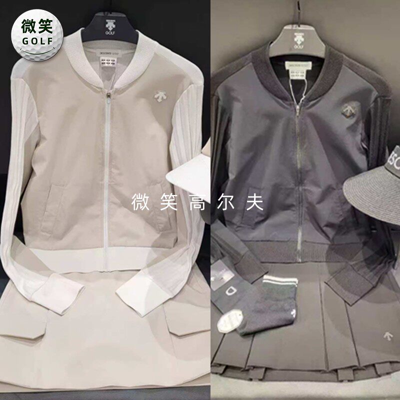 高尔夫女士拉链运动拼接针织外套