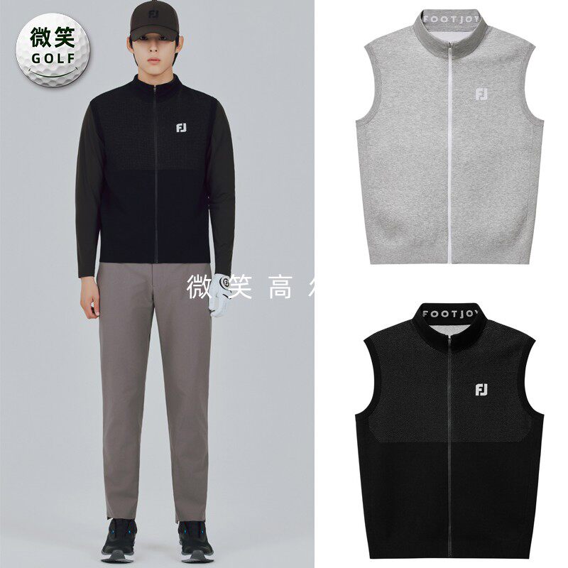高尔夫男立领拉链运动针织马甲