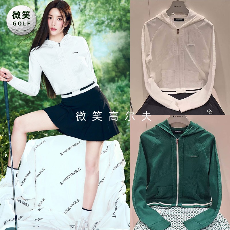 2026春款韩国代购WANGLE连帽透气高尔夫女士休闲百搭长袖针织外套