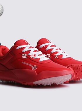 2025秋新品韩国代购GFORE高尔夫球鞋男士时尚红色系带防滑运动鞋